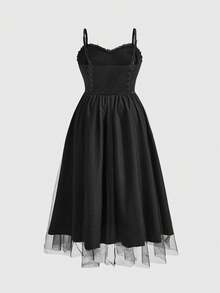 ROMWE Váy đen sang trọng, thanh lịch, phong cách cung điện Gothic Retro, váy dạ hội cho phụ nữ ngoại cỡ, váy đen thanh lịch, cổ điển, cỡ lớn - màu đen - Xem 3