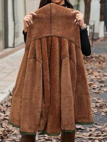 SHEIN LUNE Áo hoodie lót nhiệt màu trơn có túi dành cho nữ, dáng ôm vừa vặn, thường ngày, thu/đông - màu xanh lá - Xem 7