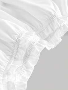 SHEIN Girlism Tween Girls' Solid Color Off Shoulder Cinched Waist Woven Dress - White - View 5