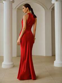 ZEYLAH 女士缎面吊带连衣裙 - 紅色 - 查看 3