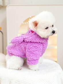 PETSIN 1 bộ quần áo cho chó mèo thú cưng đa năng, trang phục biến hình hoạt hình kỳ lân tím dễ thương, áo nỉ trùm đầu ấm áp cho mùa thu đông - Màu tím - Xem 6