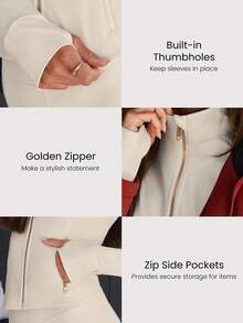 GLOWMODE FeatherFit™ Slim-It Streamline Performance Secure Pockets Zip Up Long Sleeve Jacket Low Impact Yoga Daily Valentine's Day