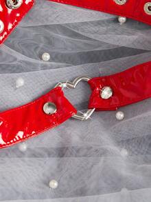 1pc Women's Heart Studded Adjustable Choker Necklace