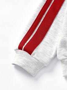 SHEIN Set hanorac și pantaloni de trening cu imprimeu pețiozat în culori contrastante pentru bebeluși băieți