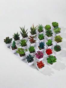 1株人造植绒多肉植物，菱形图案/白色小盆栽，仿真花桌面摆件，迷你盆栽景观绿植，情人节、生日、毕业季、家居装饰、返校季、房间装饰、学习用品 - 彩色 - 查看 10