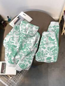 Resyla 做你自己。做你自己。复古风景印花休闲两件套，女士秋冬卫衣套装 - 彩色 - 查看 2