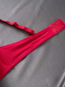 1 pieza Sujetador con aros realzador de busto simple y sexy de encaje