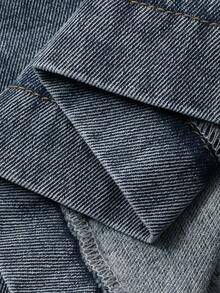 Vivie Lora Women's Casual Pocket Loose Long Sleeve Zip-Up Denim Jacket - Blue - View 3