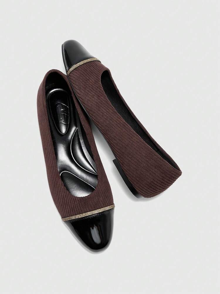 CUCCOO BIZCHIC Women's Flats, Fashion Commuter Colorblock Rhinestone Decor For Christmas