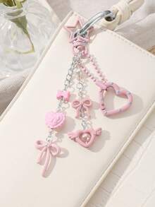 ROMWE Kawaii 1pc Ins Style Cute & Fashionable Hollow Chain Wing Star Resin Crystal Rhinestone Beaded Pendant Keychain, Suitable For Women/Girls Daily Wear, Holiday Gift - Multicolor - View 12