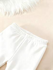 2件套女童高领长袖打底衫和保暖裤套装 - 白色 - 查看 3