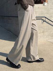 DAZY Men's Beige Striped Suit Pants, Suitable For Commuting All Year Round - Apricot - View 5