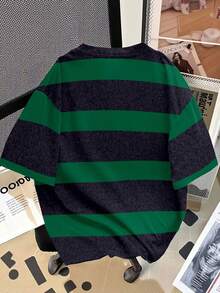 Manfinity Dauomo Camiseta casual de cuello redondo de manga corta con estampado de letras y rayas para hombres - Multicolor - Ver 2