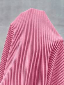 SHEIN EZwear 大码休闲简约粉色圆领A字连衣裙，秋季 - 粉色 - 查看 6