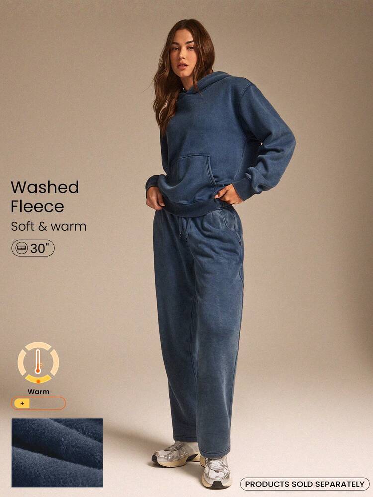 Everyday Fleece Oh So Cozy Soft Lightweight Warm Wide Leg Side Pockets Adjustable Drawstring Waist Joggers Sweatpants Autumn Winter Outdoors Daily Casual Wear