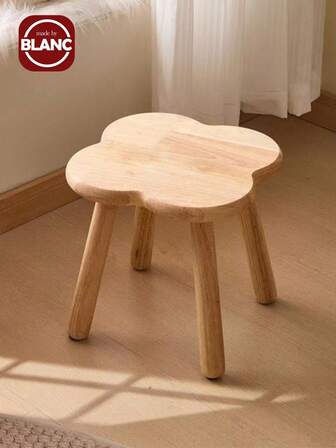 1pc Premium Wooden Flower Design Stool, Living Room Sofa Ottoman, Household Shoe Bench, Kids Small Chair