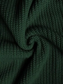 SHEIN Elenzya 女士纯色纽扣毛衣和裙子套装 - 墨綠色 - 查看 5