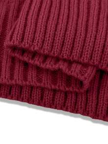 EMERY ROSE 休闲纯色立领高开衩毛衣，秋冬 - 酒紅色 - 查看 8