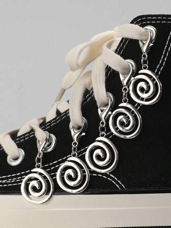 5pcs Vintage Gothic Style Spiral Round Pendant, Popular Shoe Decor Accessories, Crossbody Bag Strap Charms, Decoration For Boots