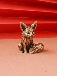 1件黄铜仿狐狸摆件，金属工艺微景观装饰品，生日礼物，毕业礼物 - 彩色 - 查看 2