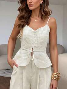 INAWLY Solva Set de 2 piezas de top de tirantes y pantalones de unicolor para mujer, apto para el verano