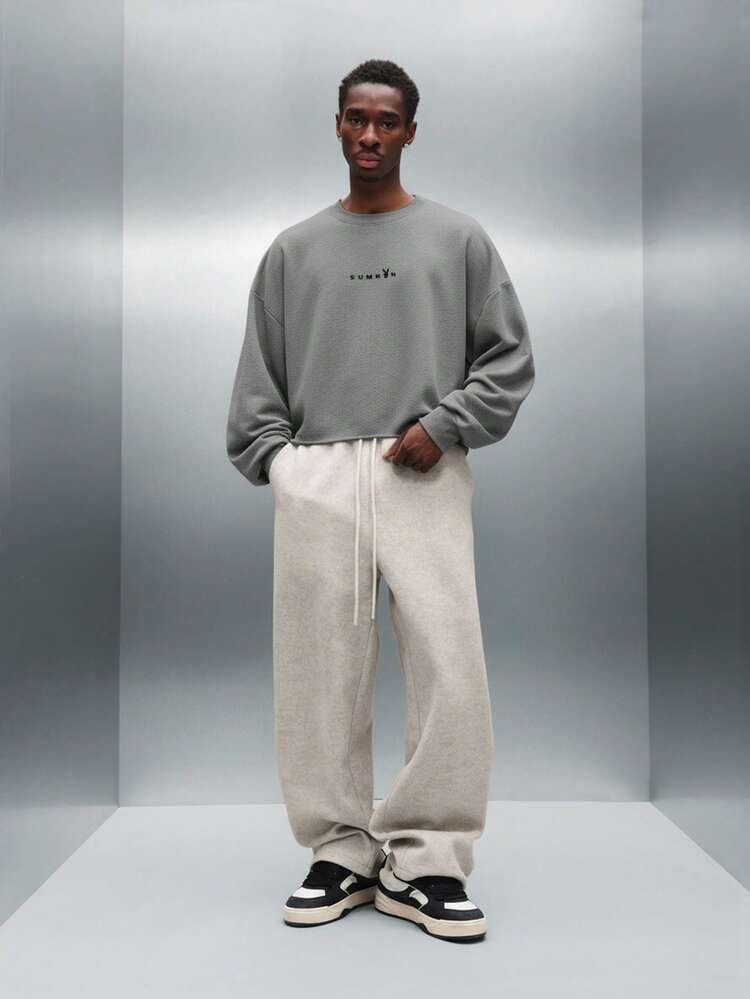 PLAYBOY X SUMWON Raw Edge Crop Sweatshirt With Rabbit Logo
