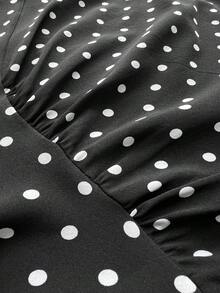 Rustia 大码女士时尚波点吊带性感A字迷你连衣裙 - 黑與白 - 查看 8