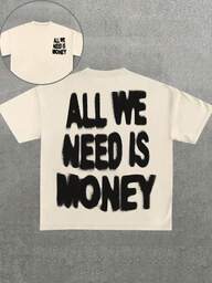 Manfinity Dauomo Herren Slogan Muster Rundhals Loose Lässig Kurzarm T-Shirt