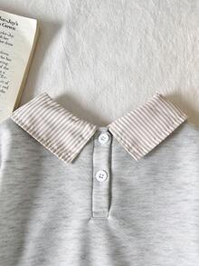 SHEIN Baby Girl2 In 1 Shirt Collar Letter Print Casual Sweatshirt