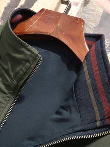 Manfinity Homme 加大码男士纯色简约休闲长袖外套 - 軍綠色 - 查看 3