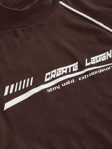 SHEIN Girlism 少女休闲街头风针织高弹力高领长袖修身连体裤 - 棕色 - 查看 3