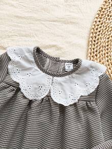 Vintaside Kids 女童格子连衣裙，乡村风格，长袖，适合春秋过渡季节 - 鏽棕色 - 查看 9