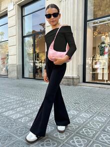 Firerie Kids Firerie Kids Tween Girls Black Knit Casual Top, Versatile For Daily Wear And Outings, Back To School Season - Black - View 3