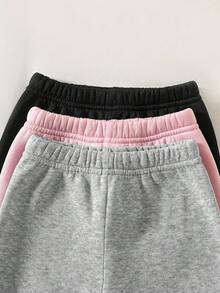 SHEIN Playful Pals 3件套女婴可爱猫咪印花舒适针织裤，秋冬季 - 彩色 - 查看 3