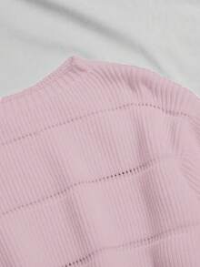Franclia Casual Solid Color Cropped Sweater, Autumn - Baby Pink - View 3