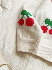 Vintaside Kids Girls' Sweet Casual Cherry Print Long Sleeve Cardigan