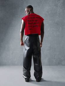 SUMWON Statement Back Print Tank Top Sleeveless Urban Streetwear Workout Summer Casual Gym Muscle Tank With Handwritten Script Design Art Fashion Top - Red - View 3