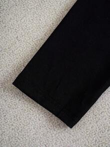 Transformers X SHEIN Tween Boy Casual Cool Letter & Robot Graphic Round Neck Raglan Long Sleeve Loose T-Shirt, Spring/Autumn - Black - View 3