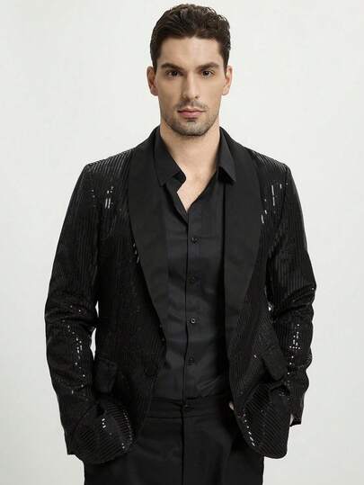 Manfinity CityGents Men's Fashion Commuter Sequin Jacket And Pants Suit