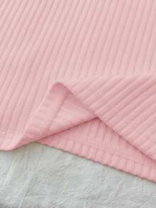 SHEIN Teen Girl Solid Color Round Neck Lace Trim Bow Decor Raglan Long Sleeve Casual Fitted T-Shirt - Pink - View 6