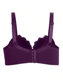DesireSculpt 1pc Women's Embroidered Lace Adjustable Comfortable Underwire Bra - Purple - View 8