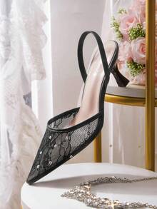 CUCCOO HITCHD Women's Fashionable Black Floral Elegant Party High Heel Sandals - Black - View 14