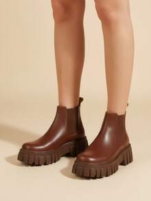 Women Mid-Calf Boots - Brown - View 1