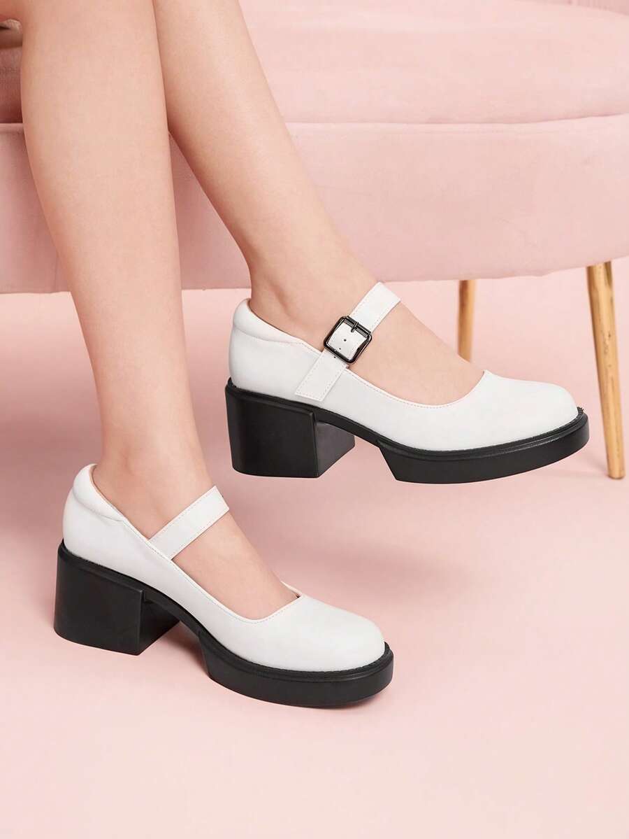 CUCCOO DOLLMOD Sapatos Mary Jane femininos da moda, casuais e versáteis para uso diário. - Branco - Ver 1