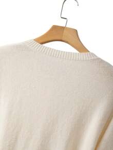 SHEIN LUNE CURVE Cárdigan de manga larga con cuello redondo, botones y cinturón, talla grande - Albaricoque - Ver 7