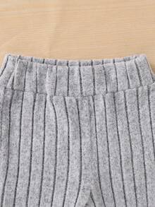 Young Girl 2pcs Set Stand Collar Zipper Solid Color Long Sleeve Top And Long Pants,Great For Casual & Daily Wear & School Daily In Summer & Autumn - Grey - View 5