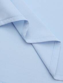 Airaco 女士休闲纯色落肩宽松衬衫，秋季长袖衬衫 - 藍色 - 查看 4