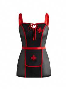 Fantasy Costume Fantasia Feminina (Vestido, Meia-Calça de Rede, Tiara) - Preto - Visão 5