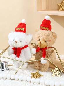POKOJA LAND Gấu bông mini Giáng sinh, số lượng lớn, móc khóa gấu bông nhỏ 6 inch kèm khăn quàng cổ, mũ, búp bê nhỏ dùng để trang trí tiệc sinh nhật, Giáng sinh - Nhiều màu - Xem 3