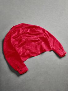 TOKVUE Áo sơ mi nam dài tay, kiểu dáng thường ngày, chất liệu jacquard, có khóa kéo. - Đỏ - Xem 7